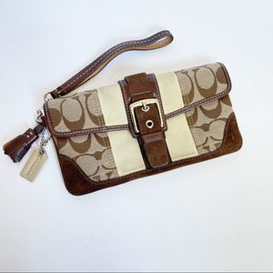 Coach Wallet Wristlet Signature Monogram Canvas/Suede